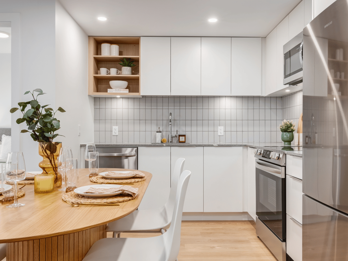 Staged kitchen at The Hyland.